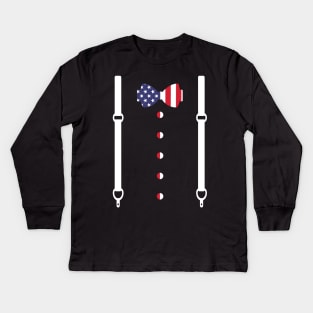 Funny 4th Of July 2021 Fourth Of July For Mens And Womens And Kids For 4th Of July Celebration Funny 4th of July 2021 US American Flag Tuxedo Costume Kids Long Sleeve T-Shirt